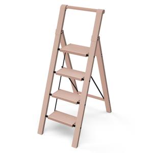 Taranta 3 Step Ladder,Aluminum Step Stool Foldable-Peach Pink