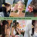 Upgraded Hawaiian Plumeria Floral Claw Clip, Keepzi 6pcs Large Summer Flower Hair Clips, Cute Flowers Hairclips Accessories for Women - Black, White, Beige, Dark Brown, Dark Gray, Dull Yellow