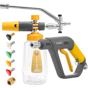 Pressure Washer Foam Cannon Gun Kit with Dual Connector Accessory, Foam Blaster for Car Washing, Double Tip Attachment & 5 Nozzle Tips, 1/4" Quick Connect, 4000 PSI