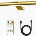TINTINDOC Battery Operated Picture Light Painting Light with Remote, 16'' Wall Art Gallery Display Light,Full Metal Dimmable 300LM Wall Light for Picture Painting Dartboard Gallery Art (Gold)