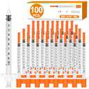 100 Pack 1ml Syringes with Needle-30Ga 5/16 Inch, Individually Sealed Packaging