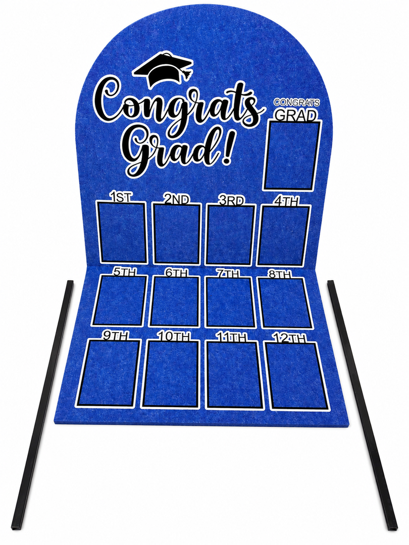 CroBlissful 27 x 16 Inch Graduation Photo Board Picture Frames Wall Decor Collage Display Blue  Felt Board for 4 x 3 Inch Photo DIY Picture Holder 2026 Graduation Party Decorations