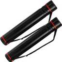 Eorbow 2 Pack Extendable Poster Tube, Round Black Telescoping Art Drafting Tube, Expand from 30.3" to 52", Plastic Blueprint Document Storage Holder Cases with Strap for Carrying Artworks Scrolls