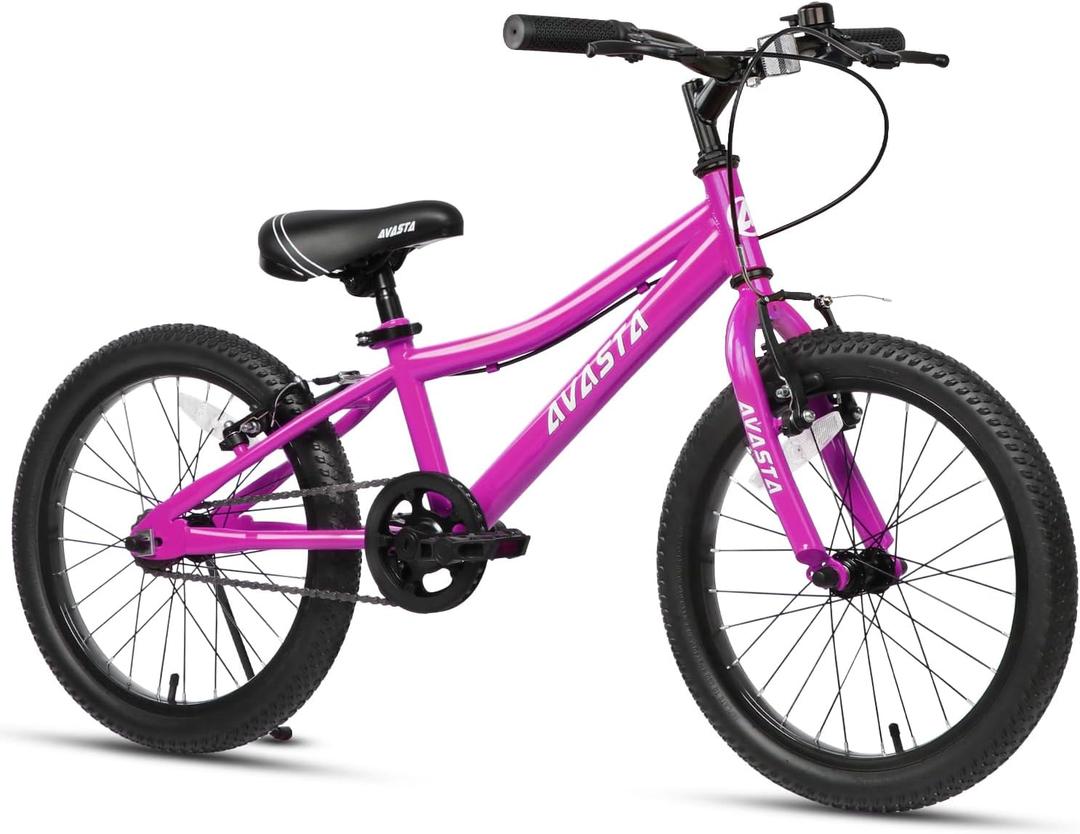 AVASTA Bilbo 20 Inch Kids Bike for Boys Girls 6 7 8 9 10 Years Old, Retro Style High Carbon Steel Bicycle with Adjustable Handlebars and Seat, Dual V-Brakes, Kickstand, Plum Red
