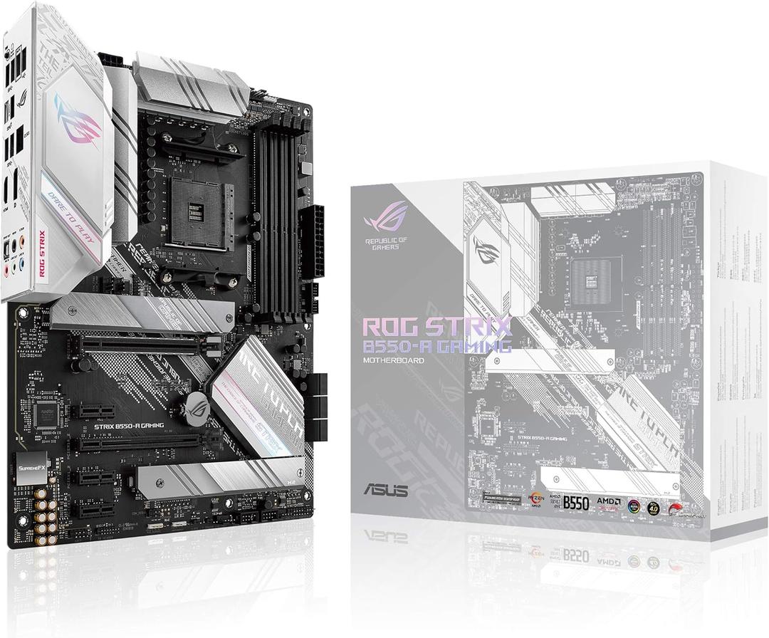 ASUS ROG Strix B550-A Gaming Desktop Motherboard - AMD B550 Chipset - Socket AM4 - ATX - 128 GB DDR4 SDRAM Maximum RAM - DIMM, UDIMM - 4 x Memory Slots - HDMI - DisplayPort - 6 x SATA Interfaces