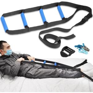 Bed Ladder Assist,Pull up Helper and Sit up Helper 4 Handle Grips,Bed Rail Assistance Devices Adjustable Length Bed Lift for Most Beds Mobility Aid for Elderly, Handicapped, Injured (95 Inches)
