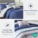 Madison Park Marina Comforter Quilt Combo Set - Modern Luxury Design, All Season Down Alternative Bedding, Matching Shams, Decorative Pillows, Full/Queen(90"x90"), Seersucker Blue 8 Piece