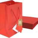 Novel Box Red Gift Bags with Handles 10 Pack 8x4x10 Inches Large Paper Bulk Gift Bags for Business, Shopping, Birthday, Party Favor - Euro Tote Paper Bag for Groceries & Personal Use