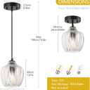 Clear Ribbed Glass Pendant Light, 6.29" Modern Hanging Light Fixture, Pendant Lights Kitchen Island & Dining Room, Adjustable Cord E26 Base (Model A, 3-Pack)