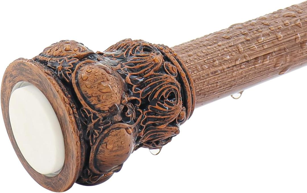 Shower Curtain Rods,1 Inch Adjustable Spring Tesion Curtain Rod, Vintage Wood Grain Decorative Shower Curtain Rod, Anti-Slip Telescoping Curtain Rod for Bathroom, Window, Living Room (33.5in-87.6in)