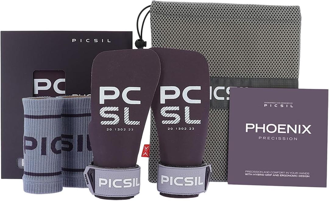 PICSIL Phoenix Grips+ Wrist Pads + Carry Bag, Magnesium Free, Grip on All Surfaces and All Bar Types, Designed for All Athletes