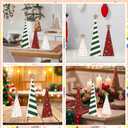 Sereliy 3PCS Wooden Christmas Tree Table Decor Red Green White Wooden Tree Sign with Star for Christmas Home Shelf Mantel Fireplace Party Decor (Pattern)