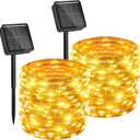 Brightown Solar String Lights, 2 Packs Total 66Ft 200 LED Solar Fairy Lights with 8 Modes, Waterproof Solar Lights for Outside Patio Yard Tree Wedding Christmas(Warm White)