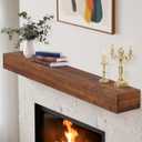 Fireplace Mantle Shelf - 6085Inch Handcrafted Wall Floating Mantel Shelf for Over Fireplace - Rustic Traditional Wooden Fireplace Mantels with Invisible Heavy Duty Wood Bracket (Darkwalnut)