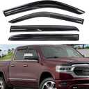 Tape-On Window Rain Guards for Ram 1500 Crew Cab 2019-2025, 4PCS Smoke Vent Visors, UV Resistant & Reduce Wind Noise