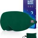 Mavogel Cotton Sleep Eye Mask - Breathable Light Blocking Sleep Mask, Soft Comfortable Night Eye Mask for Men Women, Eye Cover for Travel/Sleeping/Shift Work, Includes Travel Pouch (Green)