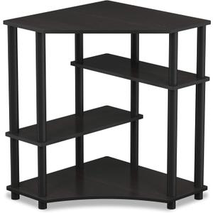 Furinno TURN-N-TUBE Desk, Gaming Desk with Shelves, Corner Computer Desk with Shelves, Office Desk, Space Saving, For Home Office, Bedroom, Espresso