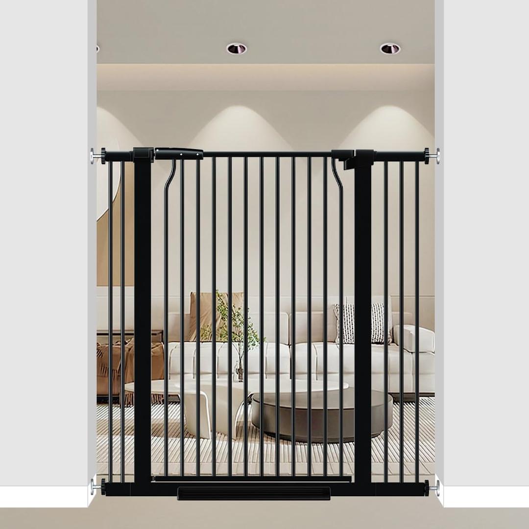 40.55" Extra Tall Baby Gate for Doorways, 32.6-40.5 in Wide Dog Gate Indoor, Walk Through Tall Pet Gates No Drilling, Pressure Mounted Child Safety Gate with Door for House Doggie, Black