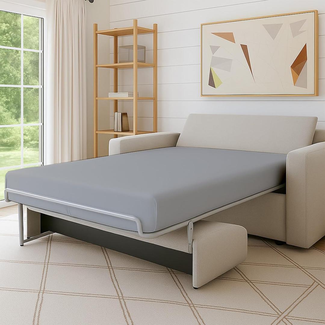 Cottington Lane 1 Piece Sleeper Sofa Fitted Sheet Full Size, Premium Quality 100% Egyptian Cotton, 6 Inch Deep Sofa Bed/Pullout Couch Bottom Sheet Only, Cooling, Soft & Breathable, Silver Grey