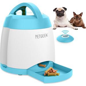 PETGEEK Dog Food Dispenser Toy, Treat Dispensing Dog Toys for IQ Training, Interactive Puzzle Toys to Keep Them Busy, 3000mAh USB Rechargeable Pet Treat Dispenser with Push Remote Button, 400ml