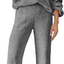 MEROKEETY Women's 2 Piece Outfits Lounge Sets Fall Winter Long Sleeve Knit Sweater Wide Leg Pant Matching Set (Large, Dark Grey)