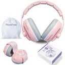 Momfree 2 in 1 Baby Ear Muffs, Noise Reduction Ear Protection Soft Earmuffs & Adjustable Headband for Newborn, Infant, Toddler (0-48 Months), Hearing Protection Headphones for Airplane Travel, Sleep