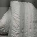 WONGS BEDDING White Queen Comforter Set,Boho Ruffle Comforter for Queen Bed,Soft Seersucker Shabby Chic Bedding Set with 1 Comforter,2 Tufted Pillowcases 90"90"