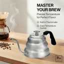 Barista Warrior Gooseneck Kettle with Thermometer - 1L Pour Over Coffee & Tea Kettle, 18/8 Stainless Steel Gooseneck Kettle Pot, Precision Pour Drip Spout, Suitable for All-Stoves (34 fl oz)