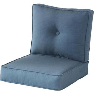 Sunbrella Deep Seat Cushion Set Seat & Back Cushions for Patio Chairs, Sofas & Loveseats Fade Resistant Outdoor Fabric, Ties, Zippered Cover, Cord Trim, Spectrum Denim