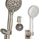 GwernKB Handheld Shower Head with on off Switch&Built-in Power Spray,7-Setting High Pressure Shower Wand with 79in Long Hose&Bracket and Extra Adhesive Shower Holder for Lower Mount,Brushed Nickel