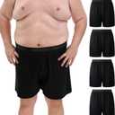 INNERSY Big and Tall Cotton Boxers for Men Moisture Wicking Loose Fit Underwear 4-Pack (Black, 4XL)