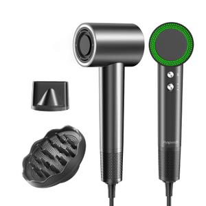 Hair Dryer with 110000 RPM High Speed 1400w Motor for 1-5min Fast Dry, 3 Heat/Cool Wind Level & 49db Low Noise,1.5 Billion Plasma & Travel Blow Dryer (Dark Black)