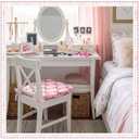 4 Pack Pink Bow Chair Cushions for Dining Chairs 17" x 16" x 2" D-Shaped Breathable Linen Kitchen Chair Pads with Ties Washable Non Slip Seat Cushion for Dining Kitchen Office Indoor