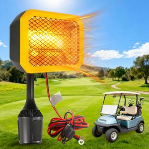 Golf Cart Heater, 36V Battery Operated Heater, 400W Electric Heaters for Golf Cart Accessories, Safe & Quiet Carbon Fiber Heating Golf Cart Warmer, Compatible with Club Car/Yamaha/EZGO (Yellow Black)