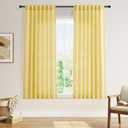 Aqua Green Linen Curtains 63 Inches Long 2 Panel Sets for Living Room Bedroom Rod Pocket Back Tab Light Filtering Drape for Kitchen Window Short Protect Privacy Curtain Modern Farmhouse Decor 52x63