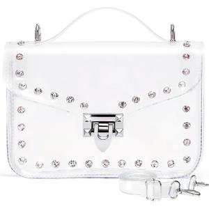 Clear Purses For Women, Small Clear Purse Clear Crossbody Bag Stadium Approved (Silver Diamond)