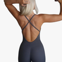 AUROLA Women Jumpsuits for Workout Yoga Gym, Seamless Strappy One Piece Padded Bra Bodysuits, Size Medium