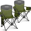 Outdoor Folding Camping Chairs 2 Pack, 350 lbs Capacity, Green