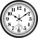 JENLYSTIME 12 Inch Indoor/Outdoor Retro Waterproof Wall Clock with Thermometer Silent Round Quartz Battery Operated Easy to Read Decorative for Kitchen Patio, Bathroom, Deck, Porch, Pool(Silver)
