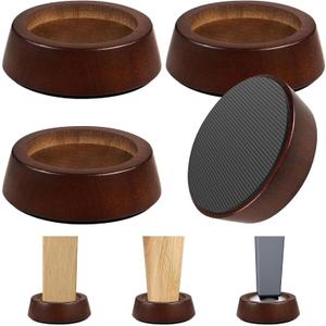 Bed Risers Wood Blocks - 1 Inch Circle Furniture Height Extenders Lifts for Sofa Couch Desk Chair Table Base Raising Space, Convenient Store and Cleaning, Pack of 4