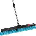 24" Push Broom, Heavy Duty Outdoor Commercial Broom for Cleaning with 55" Long Handle and Stiff Bristles, for Driveway Garage Yard Patio Warehouse Concrete Floor Cleaning