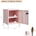 Steehoom Metal End Table Single Door Bedside Nightstand Lockable Storage Cabinet Kids Locker for Living Room, Bedroom, Dorm,Home, Office 21.26H X 15.75W X 15.75D (1 Door, Pink)