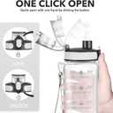 Enerbone Water Bottle, Leakproof BPA & Toxic Free, Motivational Water Bottle with Times to Drink and Straw, Fitness Sports Water Bottle with Strap for Office, Gym, Outdoor Sports, 2 pack
