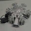 Christmas Tree Topper Lighted with LED Rotating Silver Snowflake Projector, 3D Hollow Glitter Lighted Snow Tree Topper for Xmas New Year Party Holiday Christmas Decorations