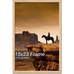 A PLUS MAX 15x23 Picture Frame Natural Light Weight Wall Mount | 15 x 23 Inch Natural Wood-grain Engineered Wood Material Frame for 15by23 Rectangular Photo Poster - 1 Pack/Natural/15x23