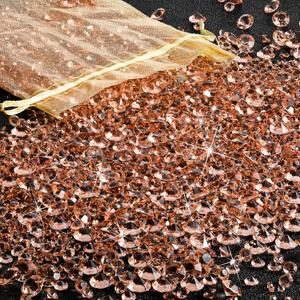 Hicarer 7000 Pieces Diamond Decorations Bling Bling Diamond Vase Filler Acrylic Gem Table Scatter Crystals in Four Sizes Table Decorations for Wedding Birthday Party Bridal Shower(Rose Gold)