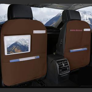 SUTSU Kick Mat Back Seat Protector Waterproof Leather Car Seat Back Organizers Cover with 3 Storage Pockets for Kids Pets SUV Sedan Minivan Truck Car Travel Accessories (Coffee 2-pack)