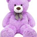 MorisMos Bow Tie Giant Teddy Bear 4 Feet, 47inch Stuffed Animal Big Teddy Bear Plush, Classic Girlfriend Boyfriend Gift, Purple