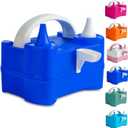 LANGXUN Portable High Power Electric Balloon Pump, Two Nozzle 110V 600W Air Blower Electric Ballon Inflator Pump for Party Latex Balloon Decoration Supplies (Yellow) (Dark Blue)