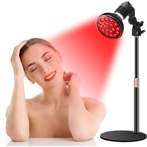 Wolezek Red Light Therapy Lamp - LED Face & Body Treatment, Adjustable Stand 10-16.5in, 18 LEDs 660nm & 850nm Combo (R01C)